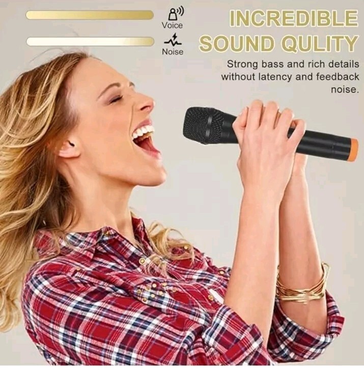ALPOWL Wireless Microphone, UHF Dual Cordless Dynamic Mic System,Handheld Karaok