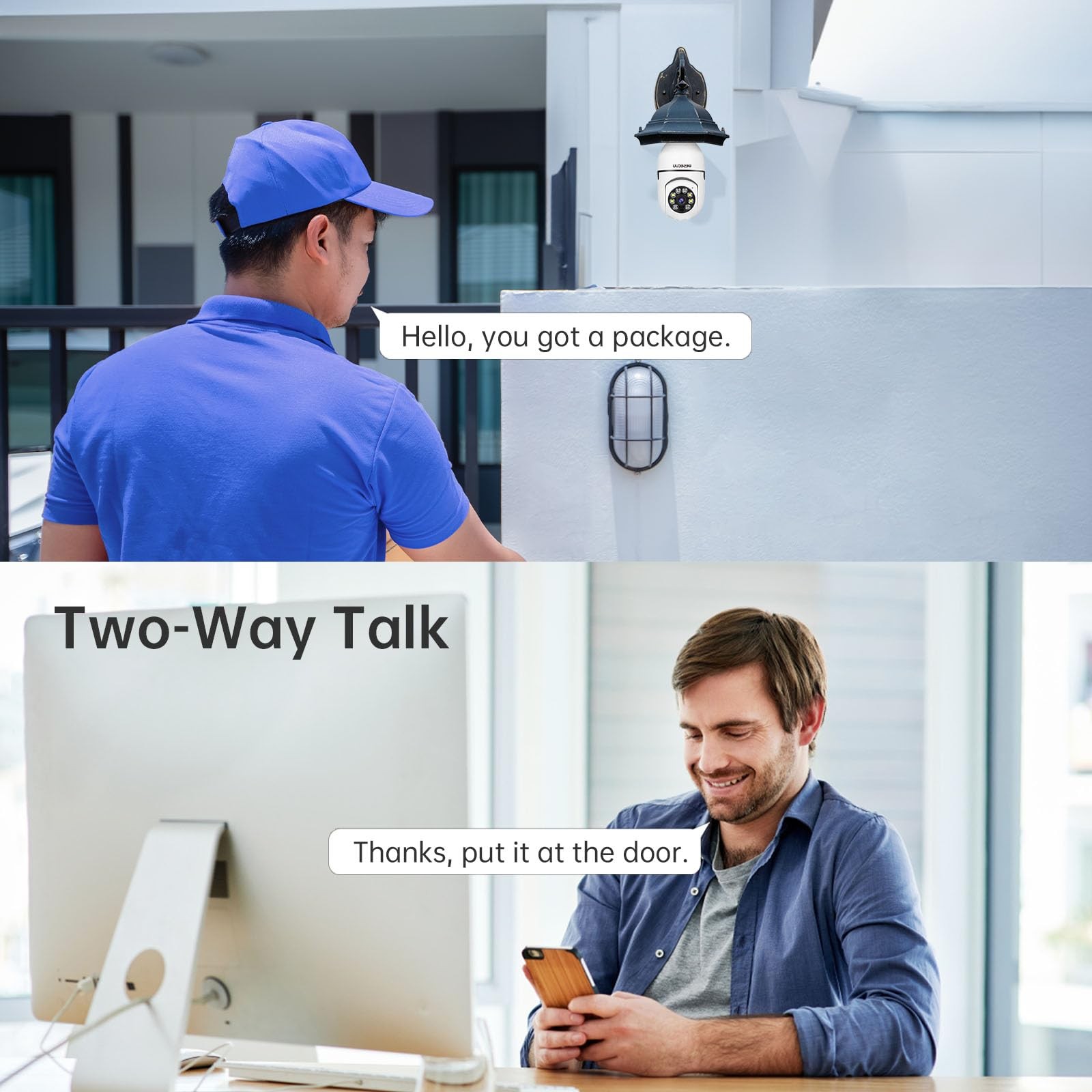 WESECUU Light Bulb Security Camera -5G& 2.4GHz WiFi 2K 2K/1-Pack, White