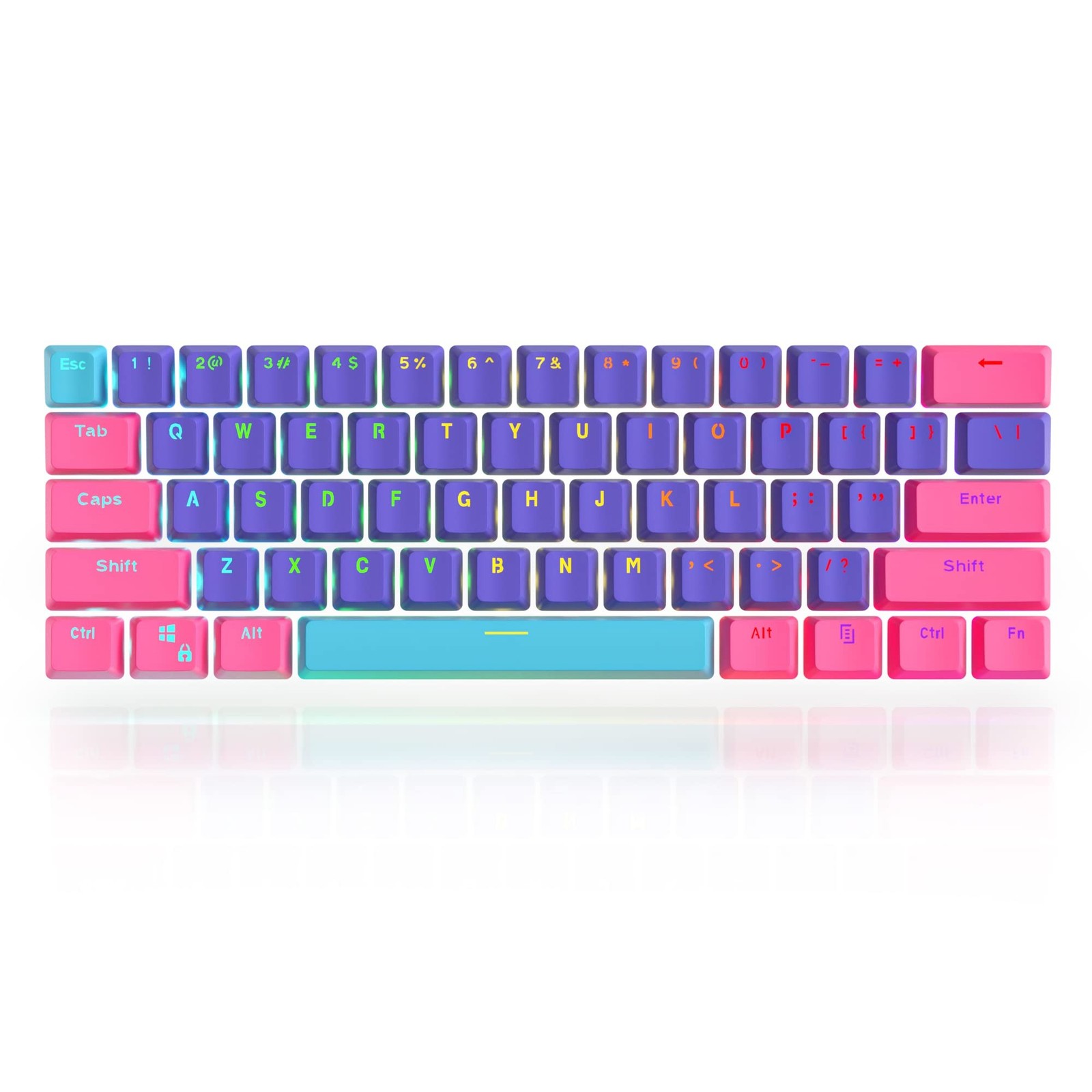 GTSP PBT Backlit Keycaps 60 Percent with 6.25U Space Bar OEM Profile for Cher...