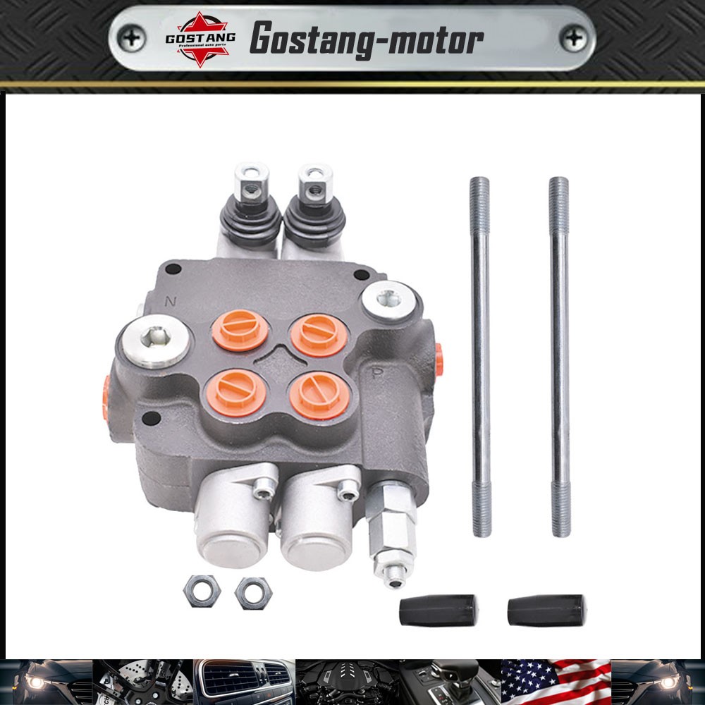2 Spool 21 GPM 3600 PSI Hydraulic Control Valve Double Acting SAE Ports