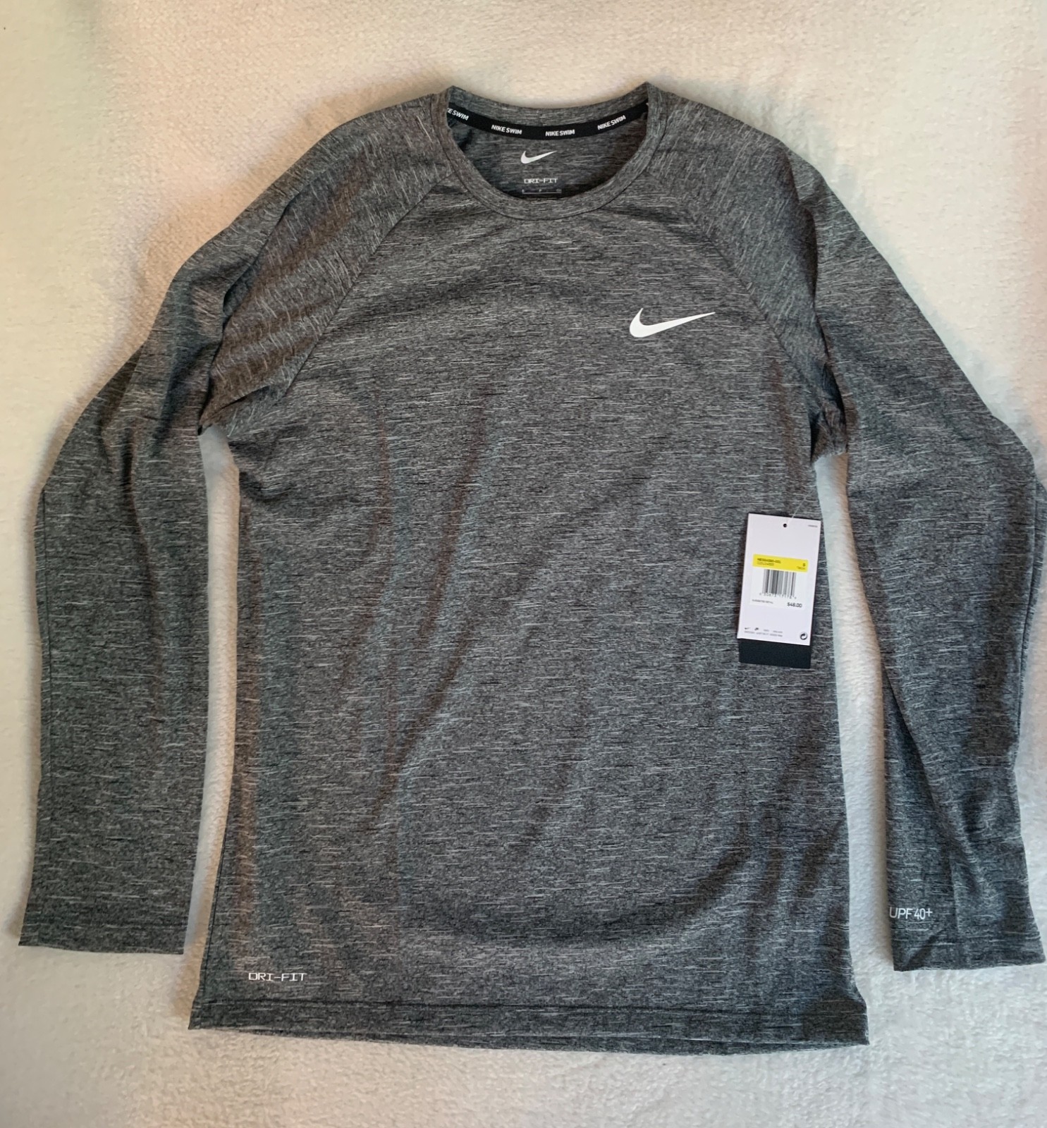 Nike Men Hydroguard Long Sleeve Swim T-Shirt Black or Gray Choose Size & Color