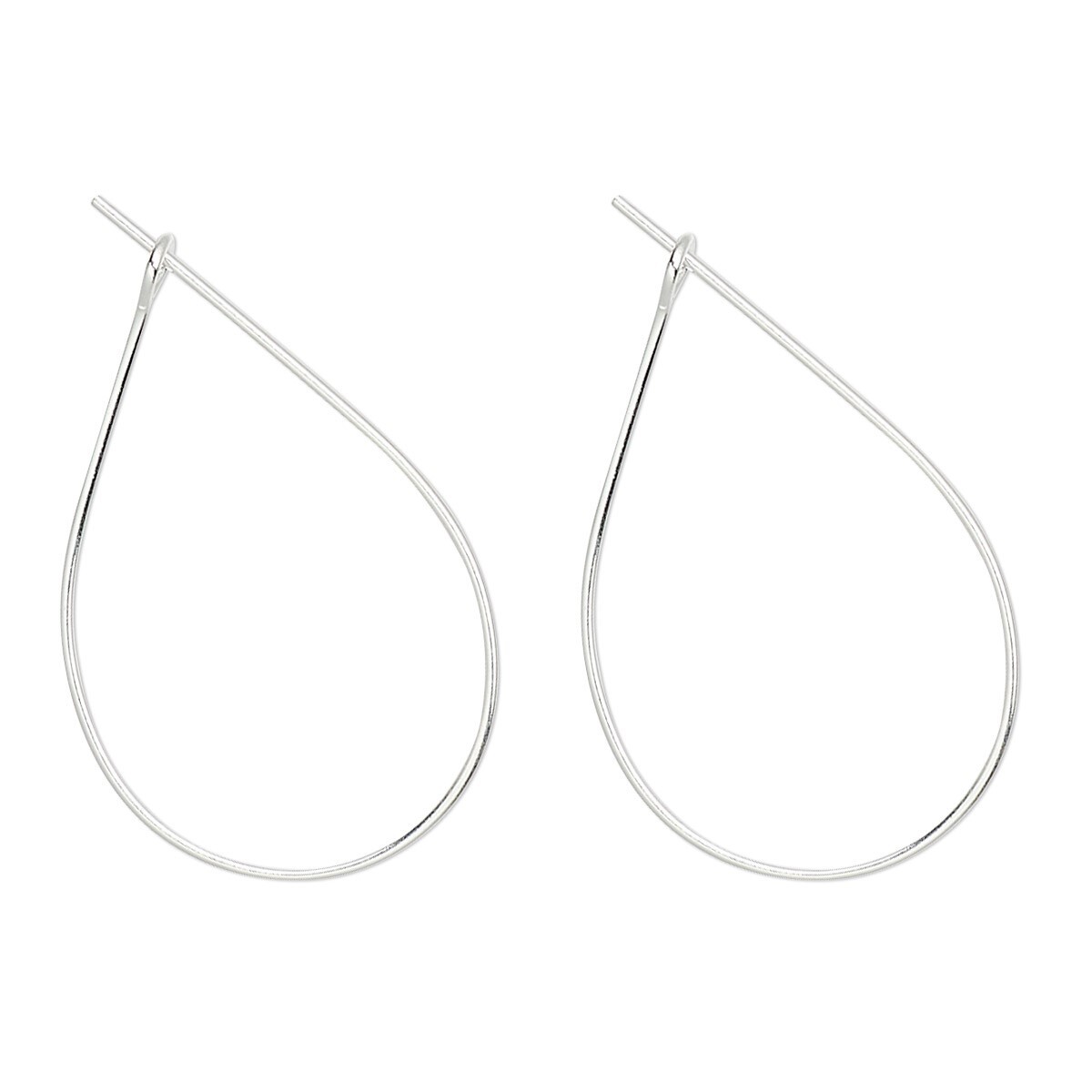 10 Silver Plated Brass 23 Gauge 27x17mm Teardrop Hoop Earwires Earrings