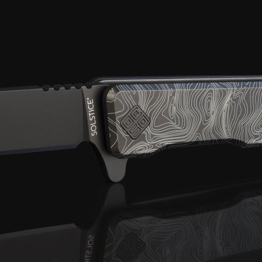 Ocaso Solstice Linerlock PVD Topo Folding Knife Black