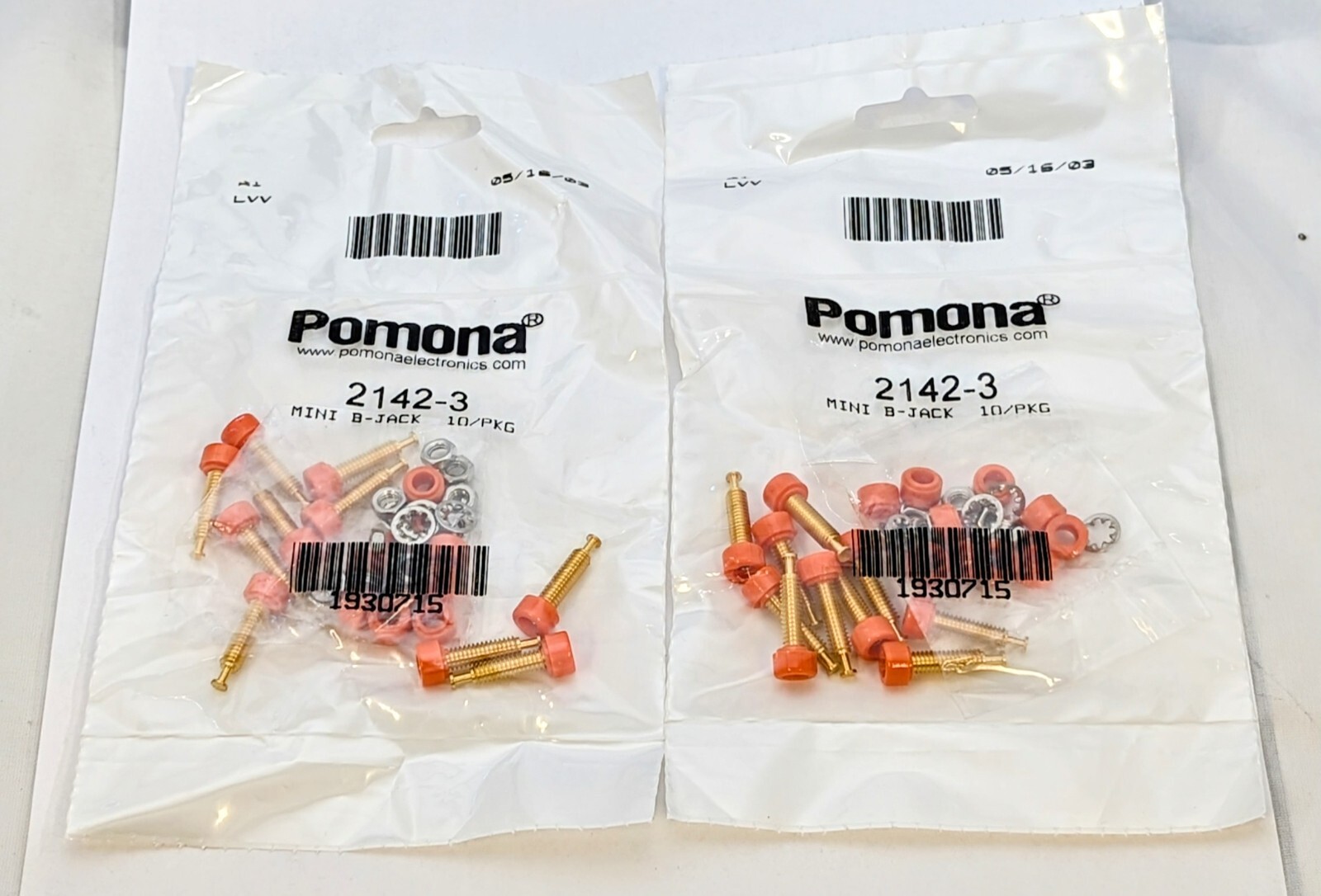 2 LOT OF Pomona 2142-3 MINI B-JACK 10/PKG GOLD