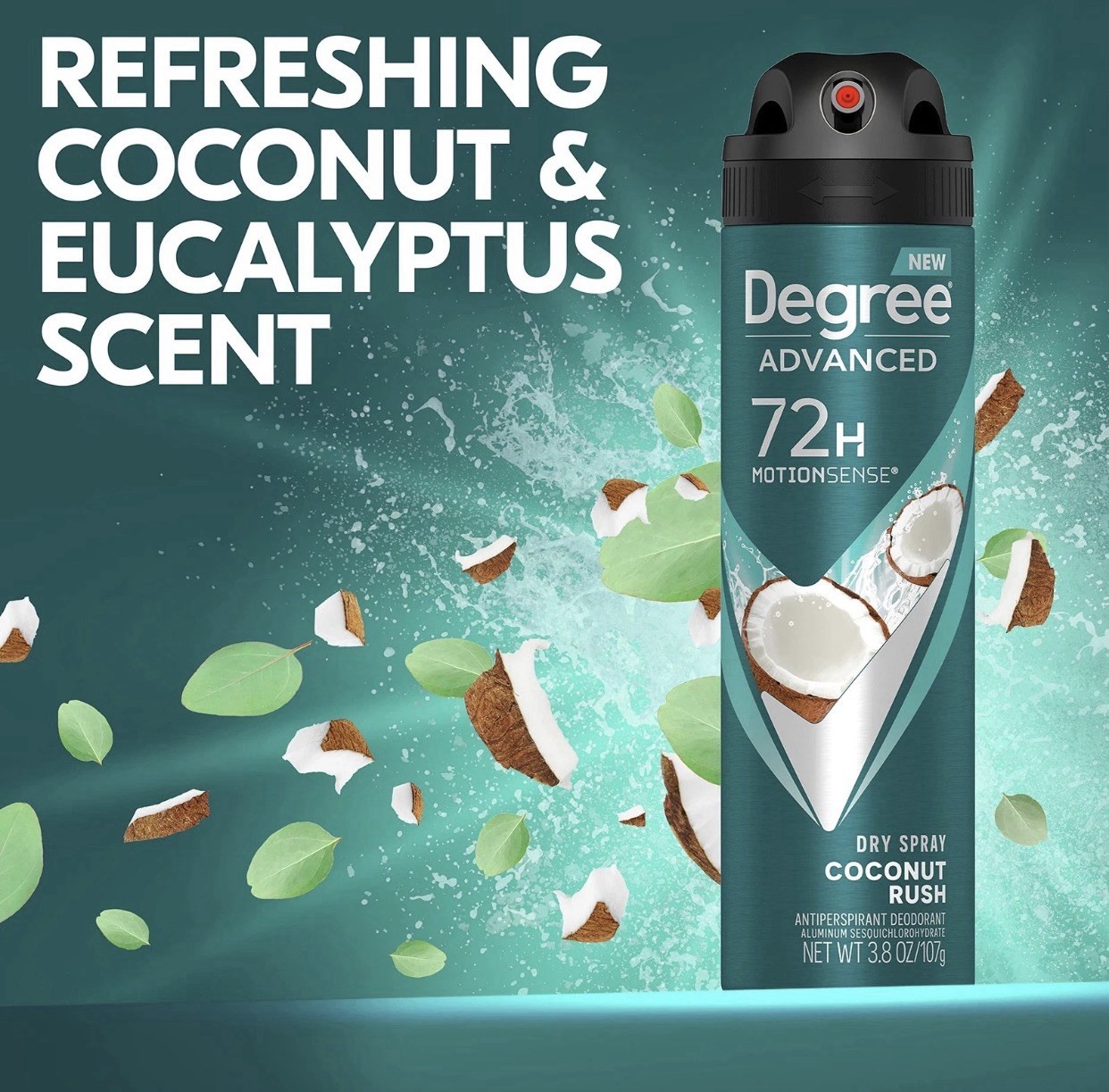 Degree Men Advanced Antiperspirant Deodorant Dry Spray Coconut Rush 3-Pk 72-H