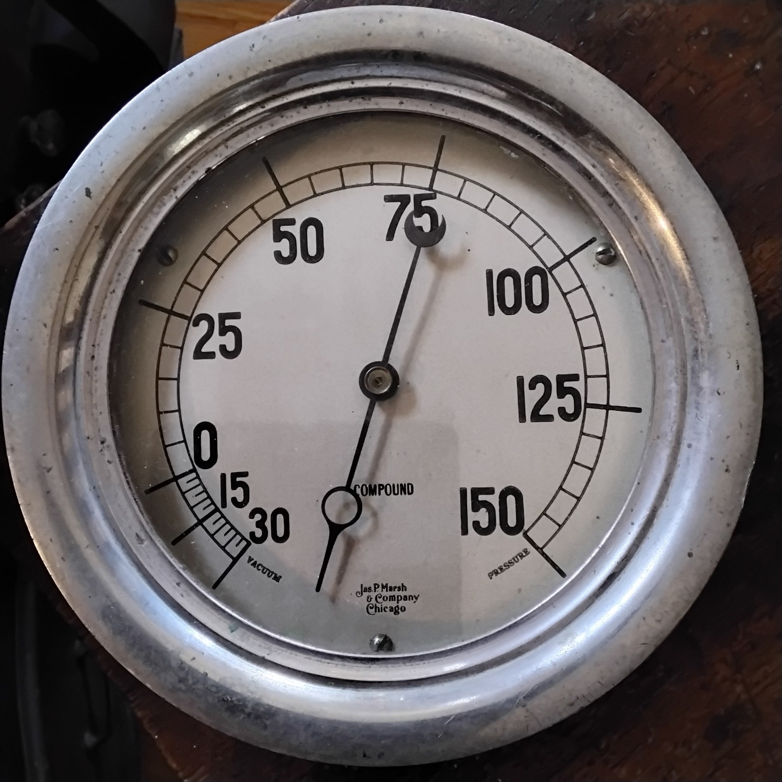 Vintage Antique  Jas P. Marsh Compound Gauge