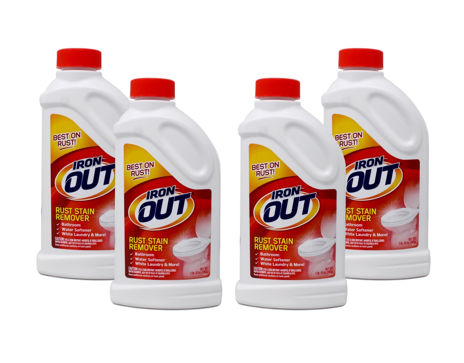 IRON OUT Rust Stain Remover Powder, 1 lb 12 oz Bottle - 4 Pack
