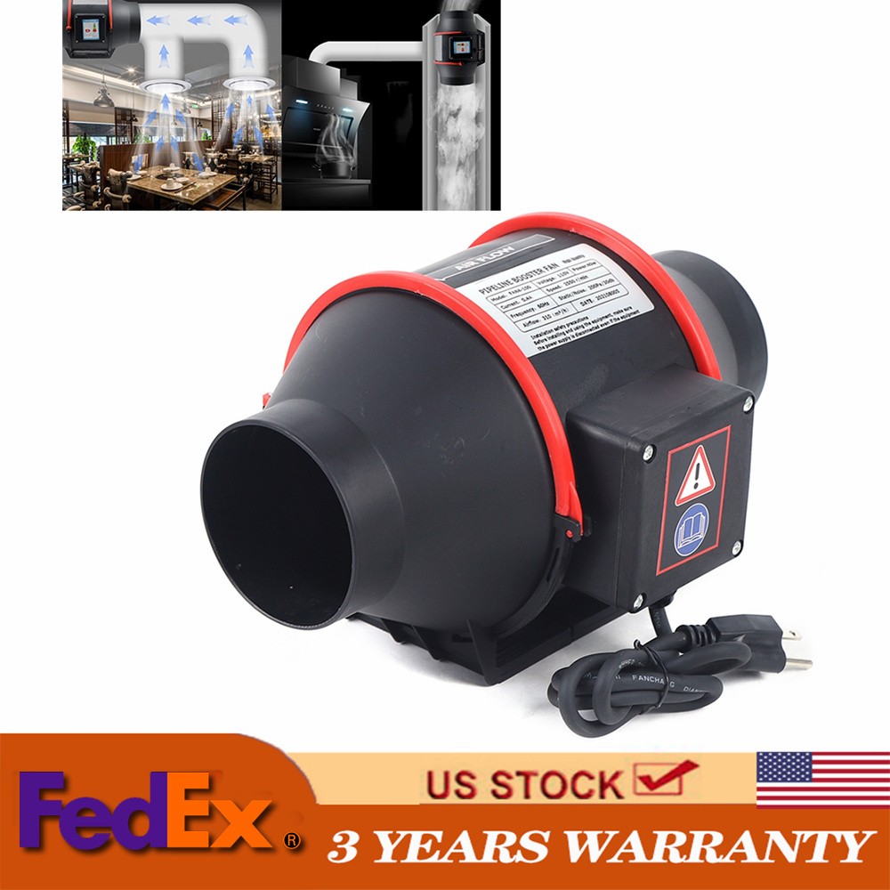 4 inch 310CFM Inline Duct Ventilation Fan Vent Exhaust Blower Vent Fan New