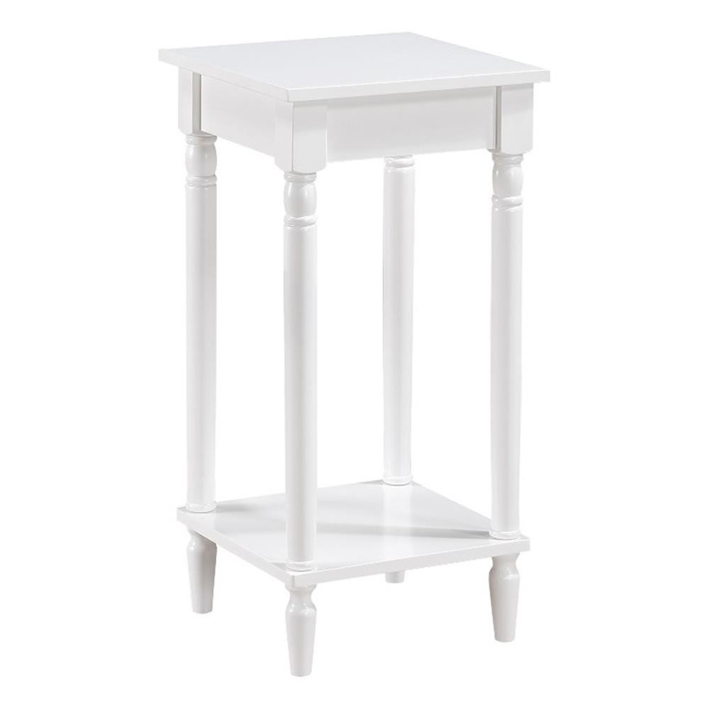Pemberly Row Modern End Table with Shelf in White Wood Finish