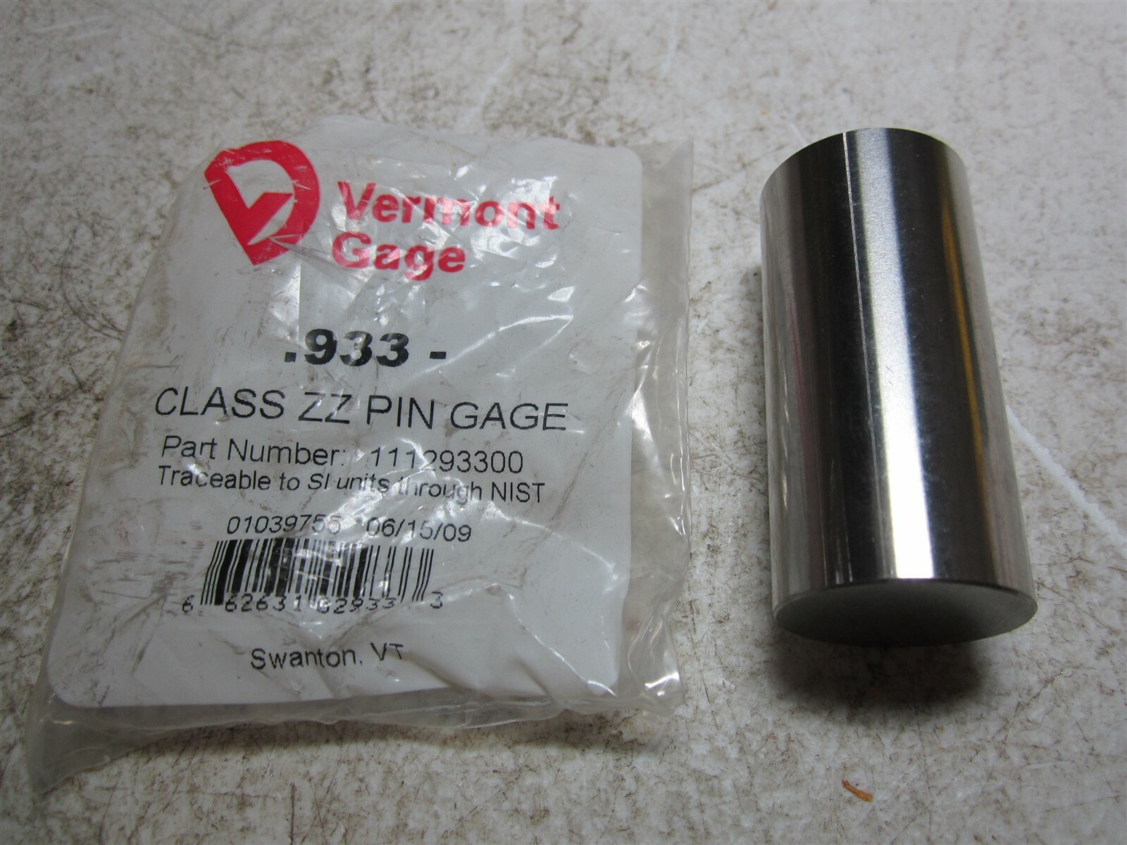 Vermont Gage (111293300) 0.933 Diameter Class ZZ Pin Gage