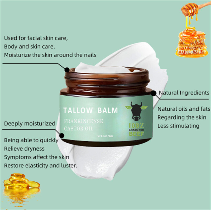 Tallow Balm Moisturizing Cream Frankincense Castor Oil 30g