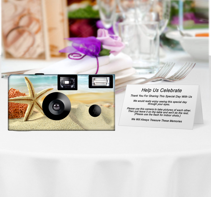 1 Starfish Paradise Disposable Cameras, Beach Wedding Camera (F83009)