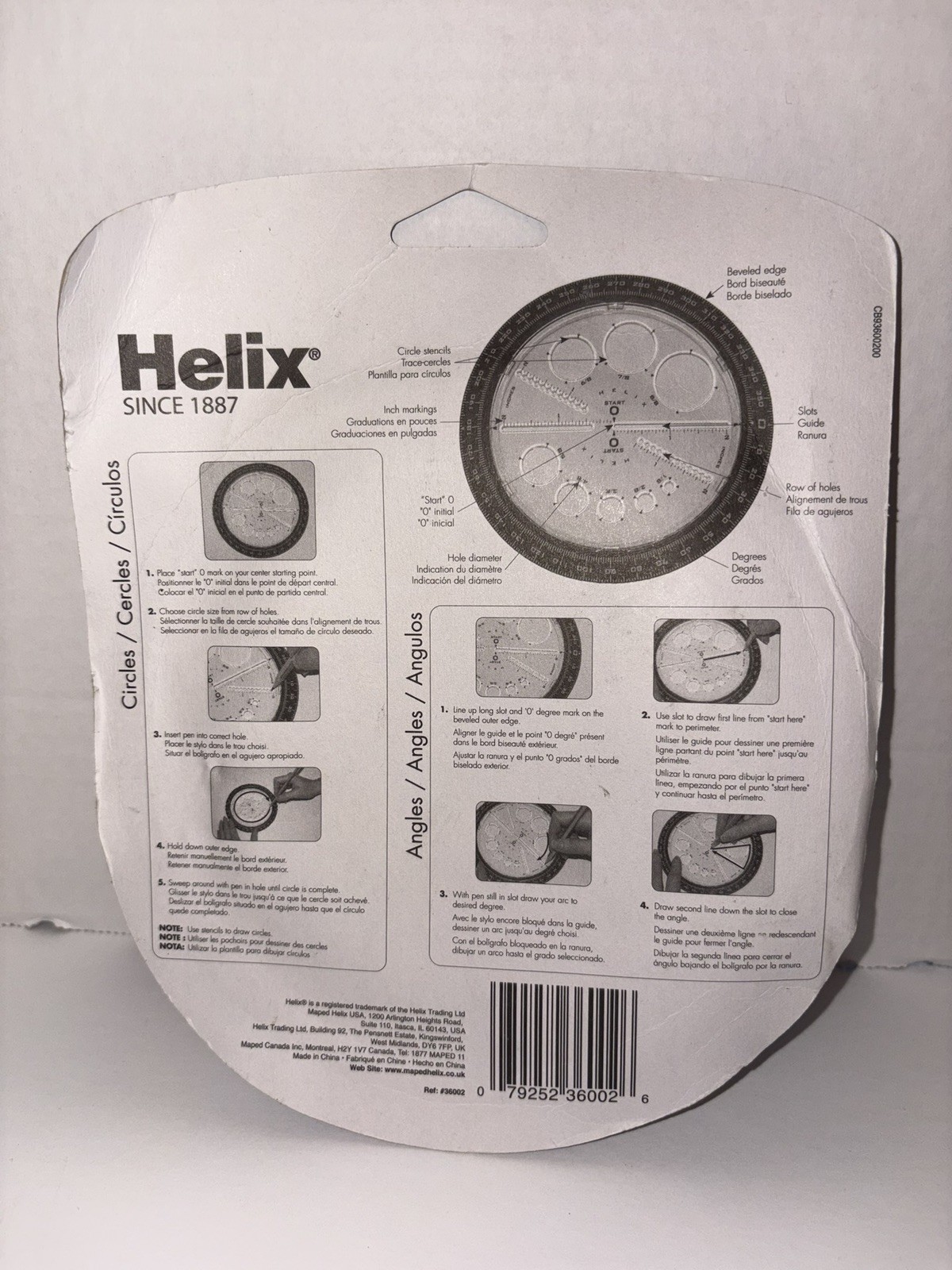 Angle and Circle Maker with Integrated Circle Templates 360 Degree 6 In SEALED