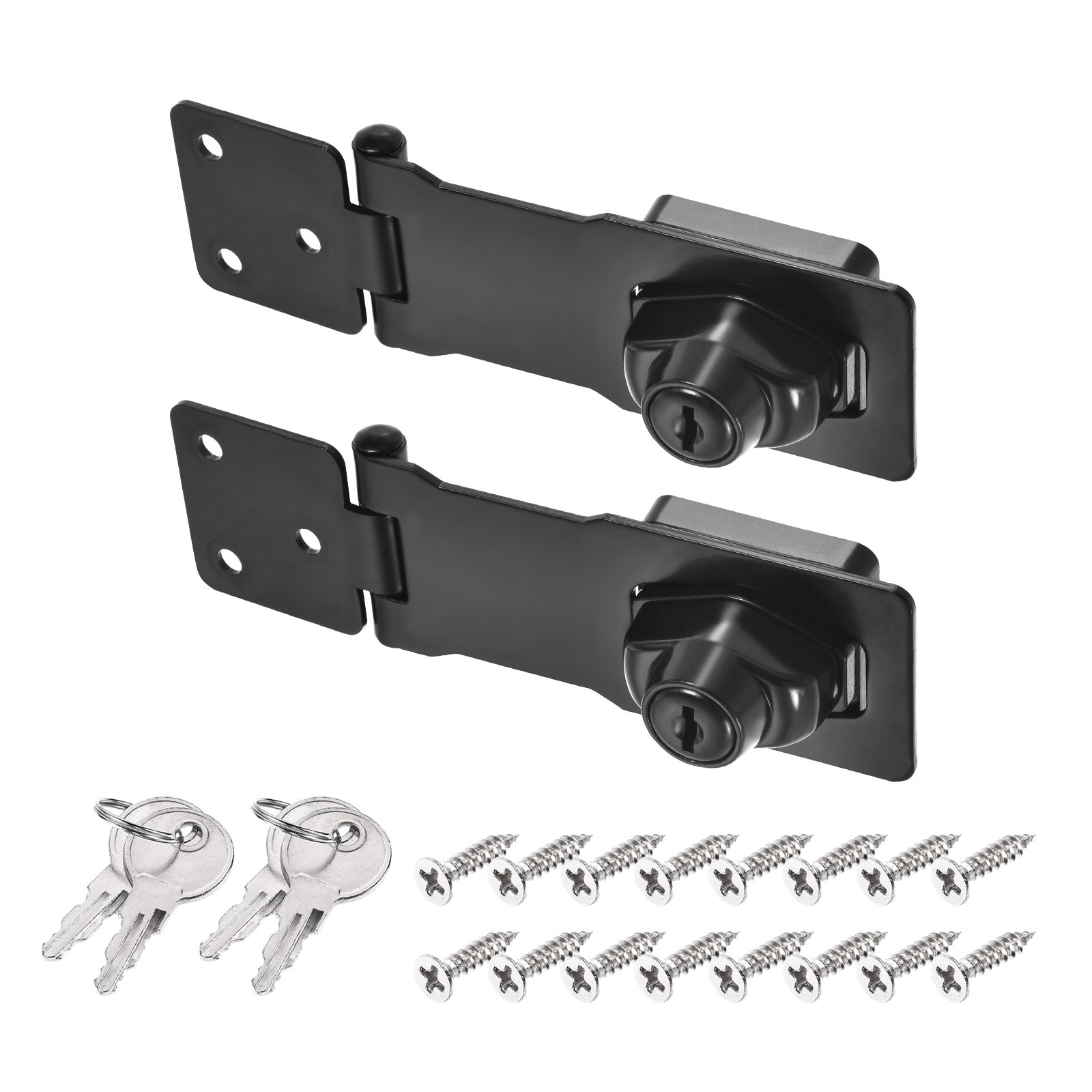 2Pcs 4Inch Keyed Hasp Locks Twist Knob Locking Keyed Alike Black