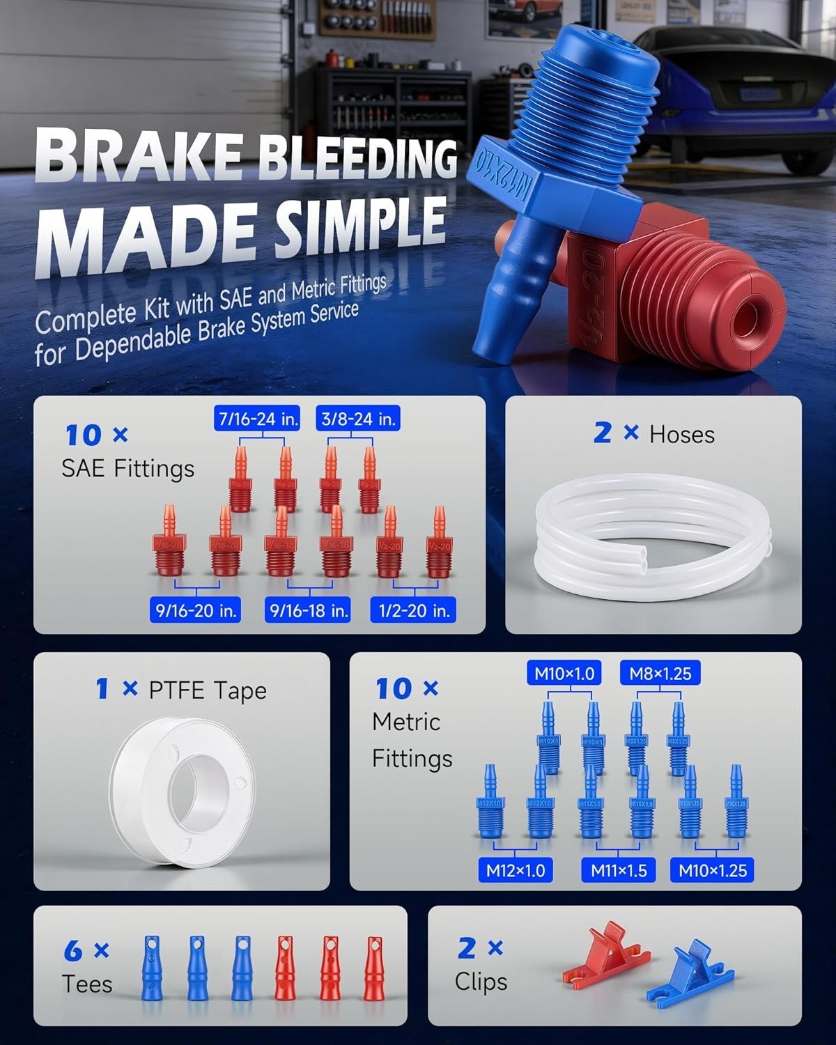 31 Pcs Master Cylinder Bleeder Kit Brake Bleeding Adapter Pro Tool Set