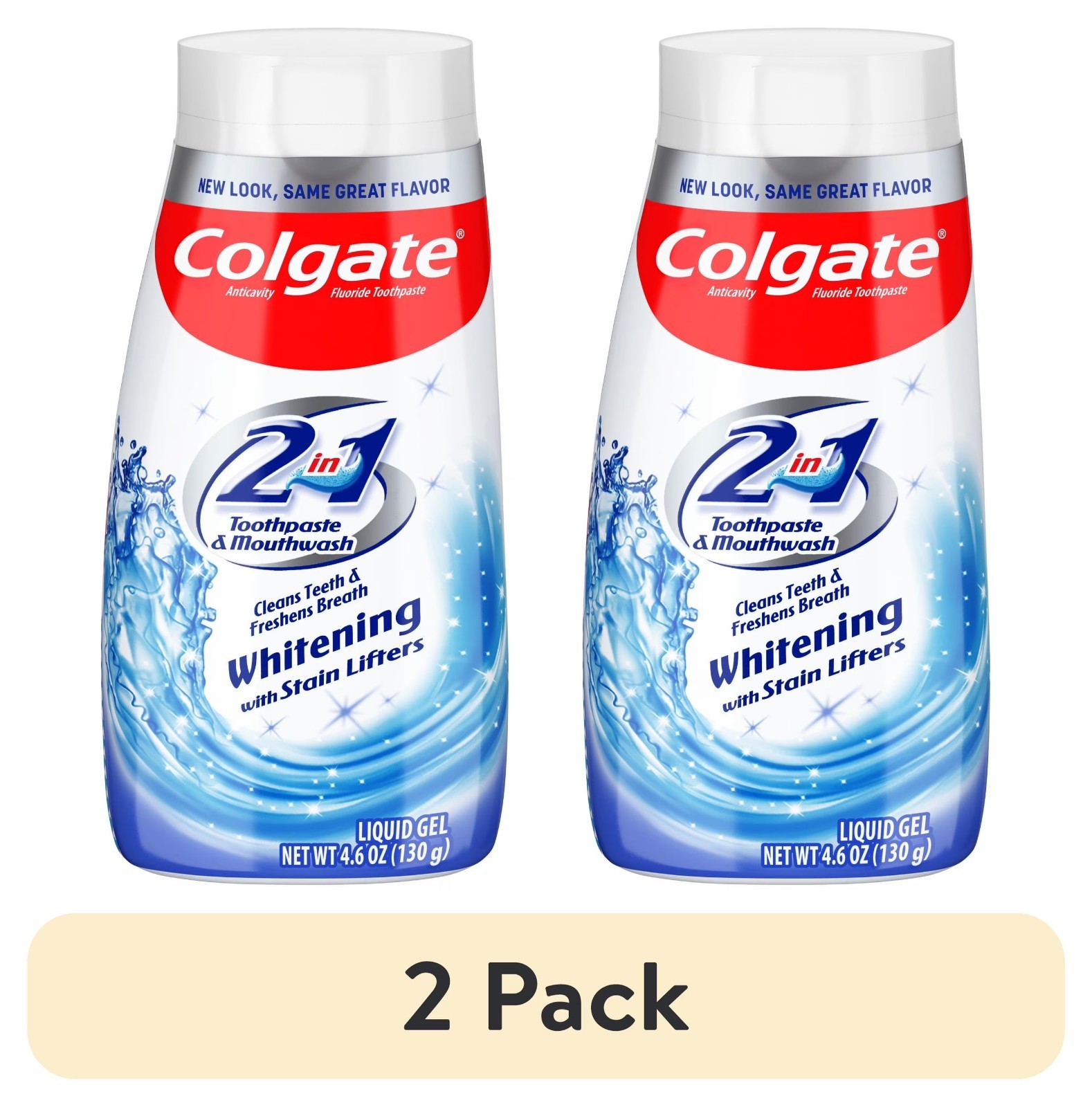 (2 pack) Colgate 2 in 1 Toothpaste and Whitening Mouthwash, Mint, 4.6 oz Squeeze