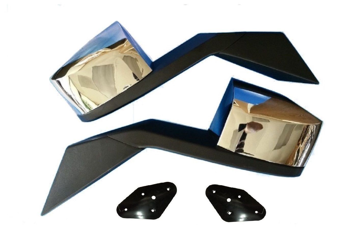 Volvo Truck Hood Chrome Mirror Set Vn Vnl + Mounting Plates 82361058 82361059.