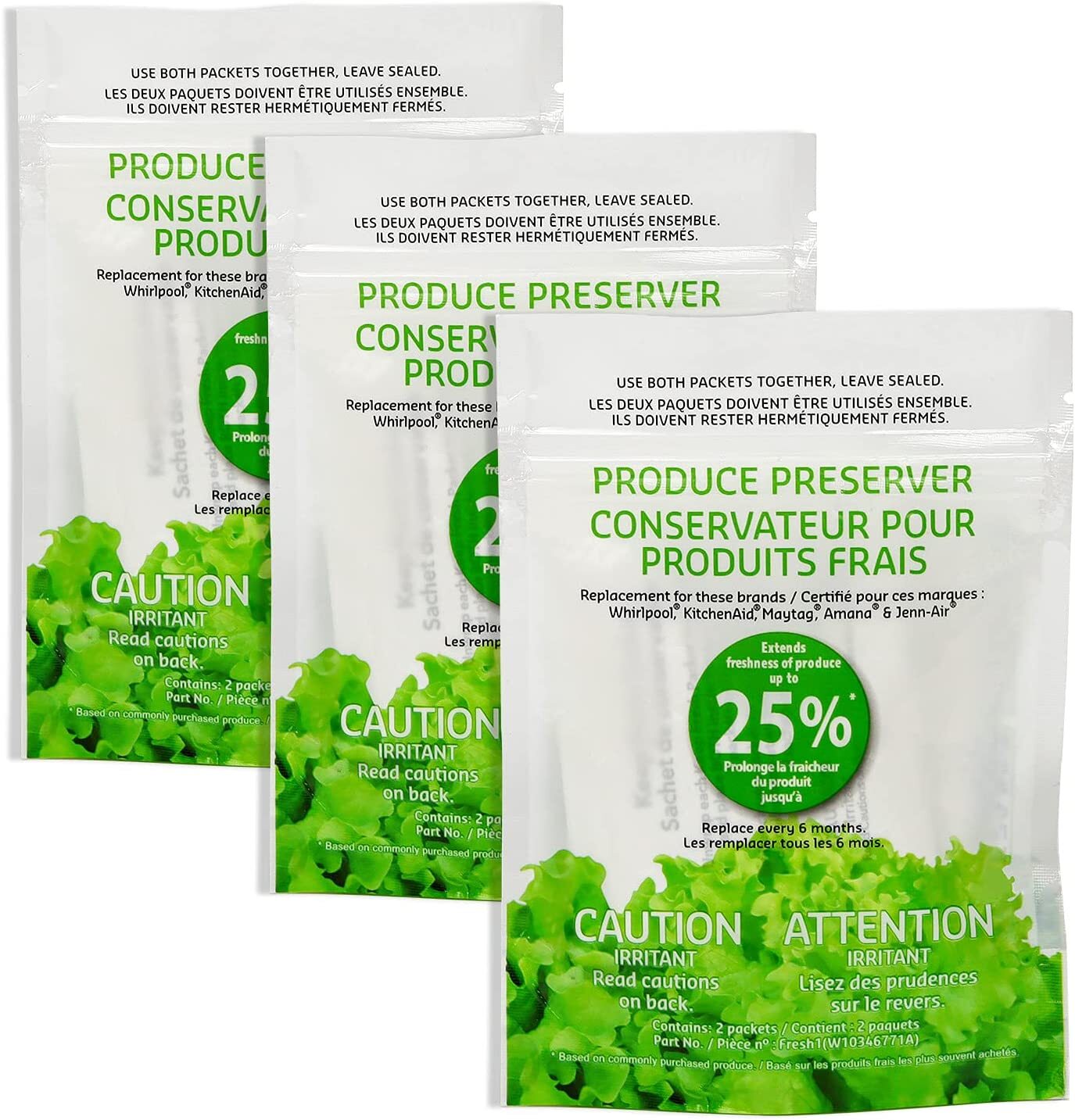 3Pack Natural Filters W10346771A Fresh Flow Produce Preserver Refrigerator