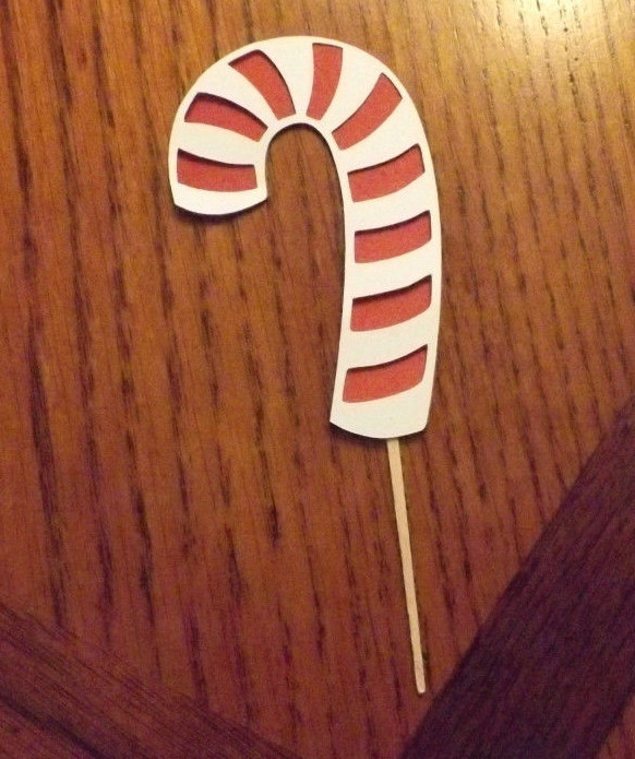 Lot of 12 Candy Cane Cupcake Toppers! Select color of stripes!