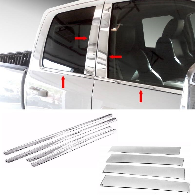 For 2020-2025 Dodge Ram 2500 3500 Crew Cab Chrome Window Sill + Pillar Post Trim