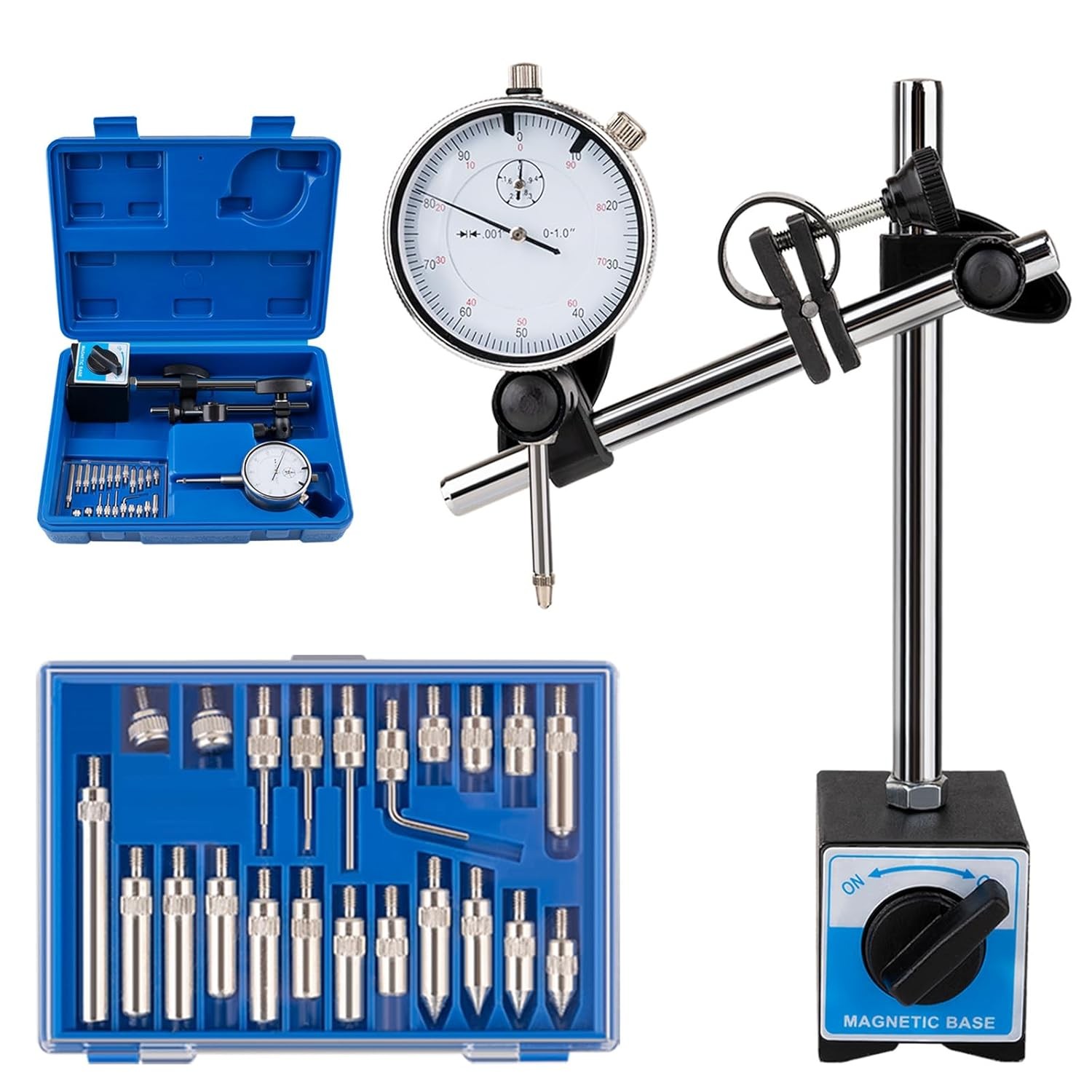 Magnetic Base with Dial Indicator & Point Precision Inspection Set Measuring Kit