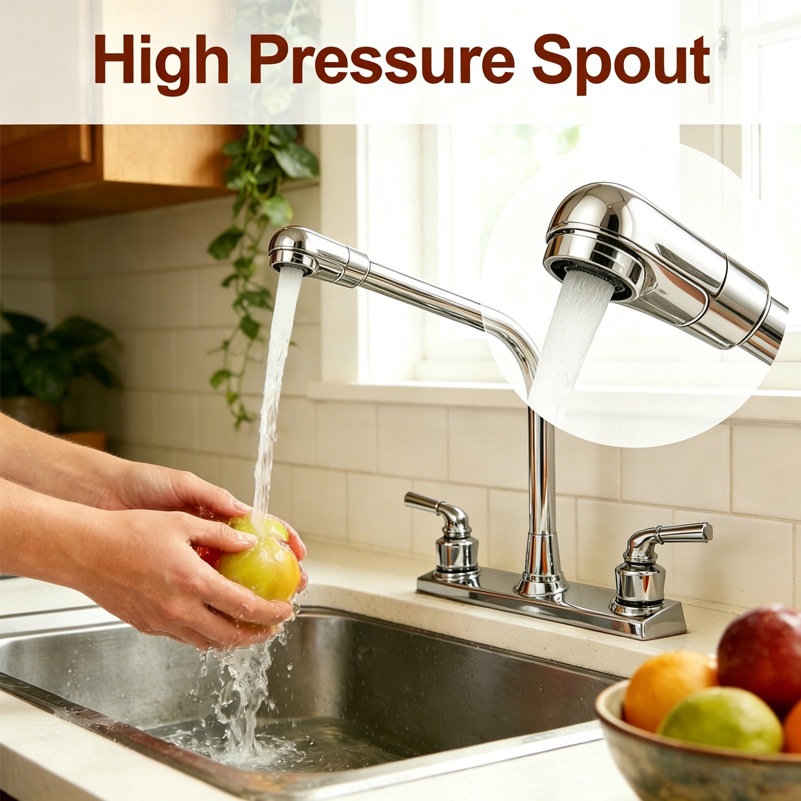8INCH Kitchen Motorhome Faucet Swivel Double Handle Sink Mixer Tap Plastic US