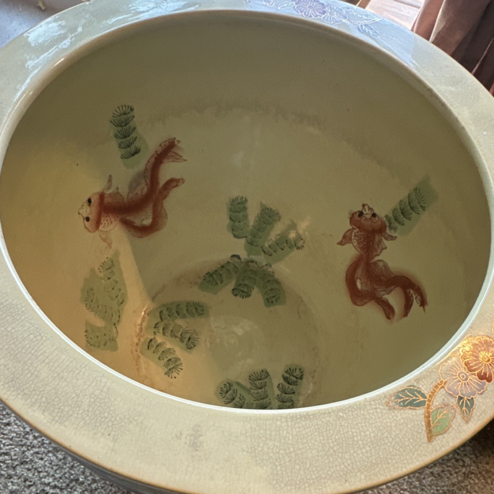 Large Satsuma Decorative Fishbowl Planter VINTAGE