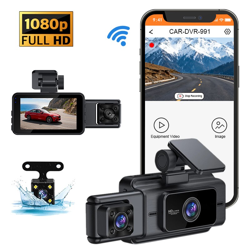 4K Wifi Dash Camera Front and Rear Inside Video Recorder Built-in WiFi G-sensor