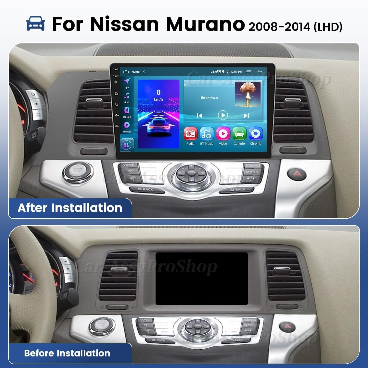 For Nissan Murano Z51 2008-2014 Android 13.0 Apple Carplay Car Radio GPS 4G+64GB