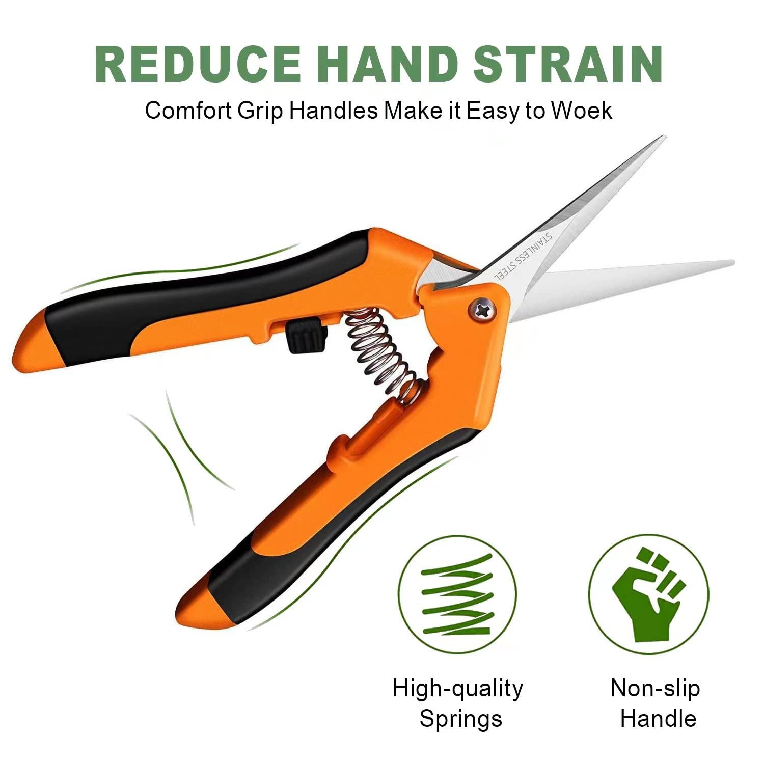 DAMOTEC Hand Pruner， Pruning Shear，Garden clippers, snip scissors, Orange
