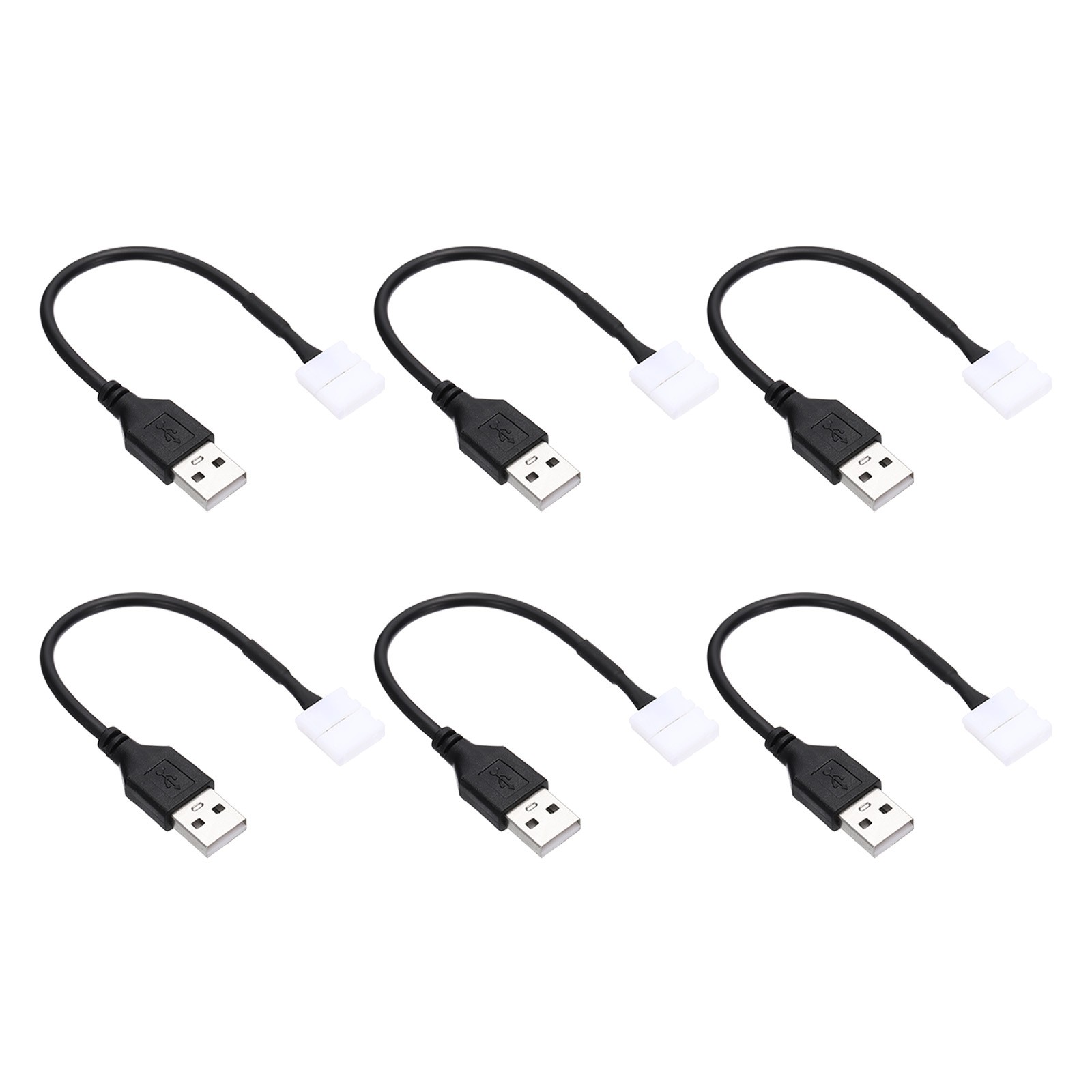 10mm USB to 2Pin Solderless Quick Connector, 6 Pcs USB LED Light Strip Connector