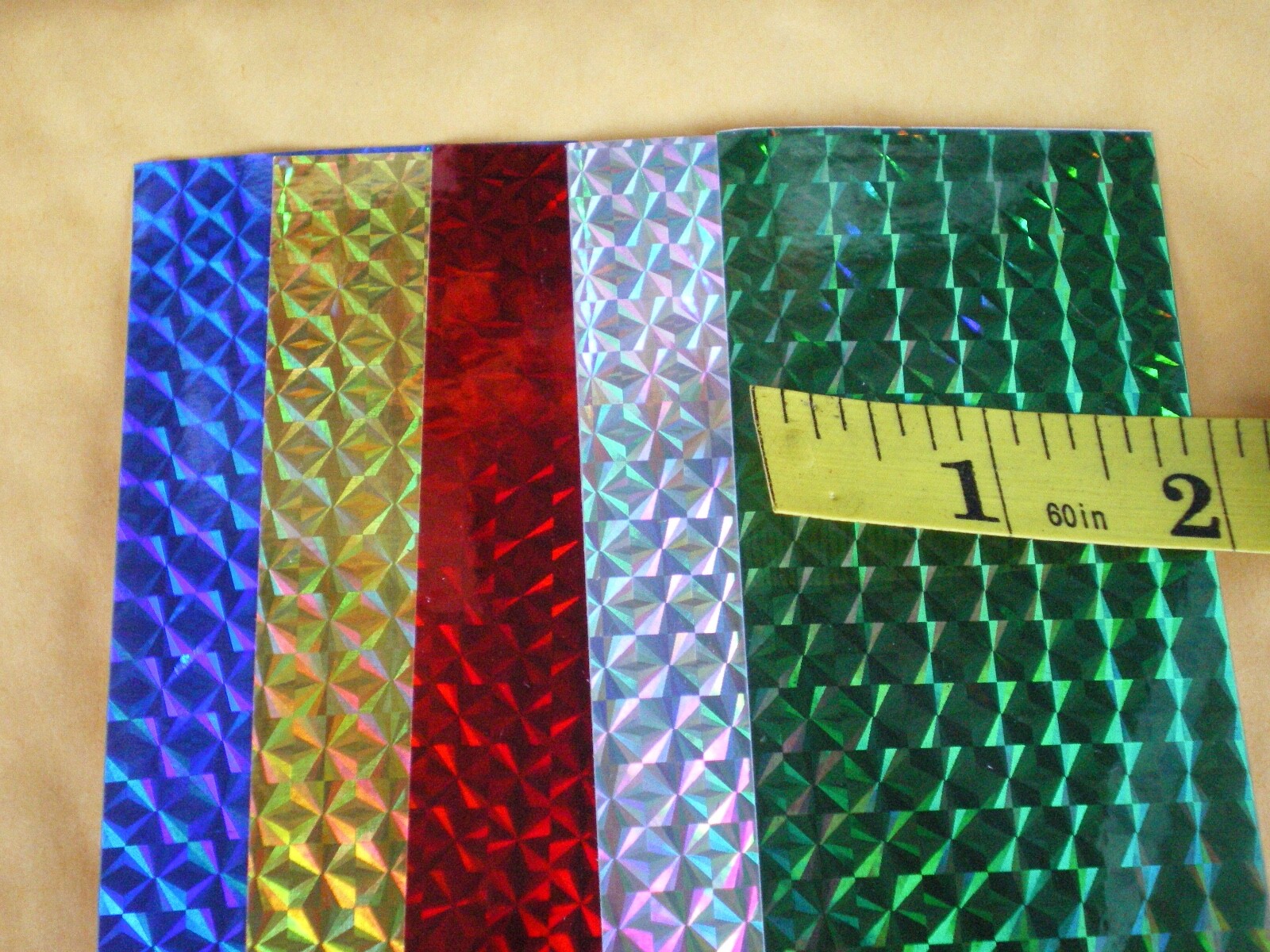 30 PCS. HOLOGRAPHIC FISHING LURE TAPE 2" X 8" FLASHER PRISM 5 COLORS 6 EACH