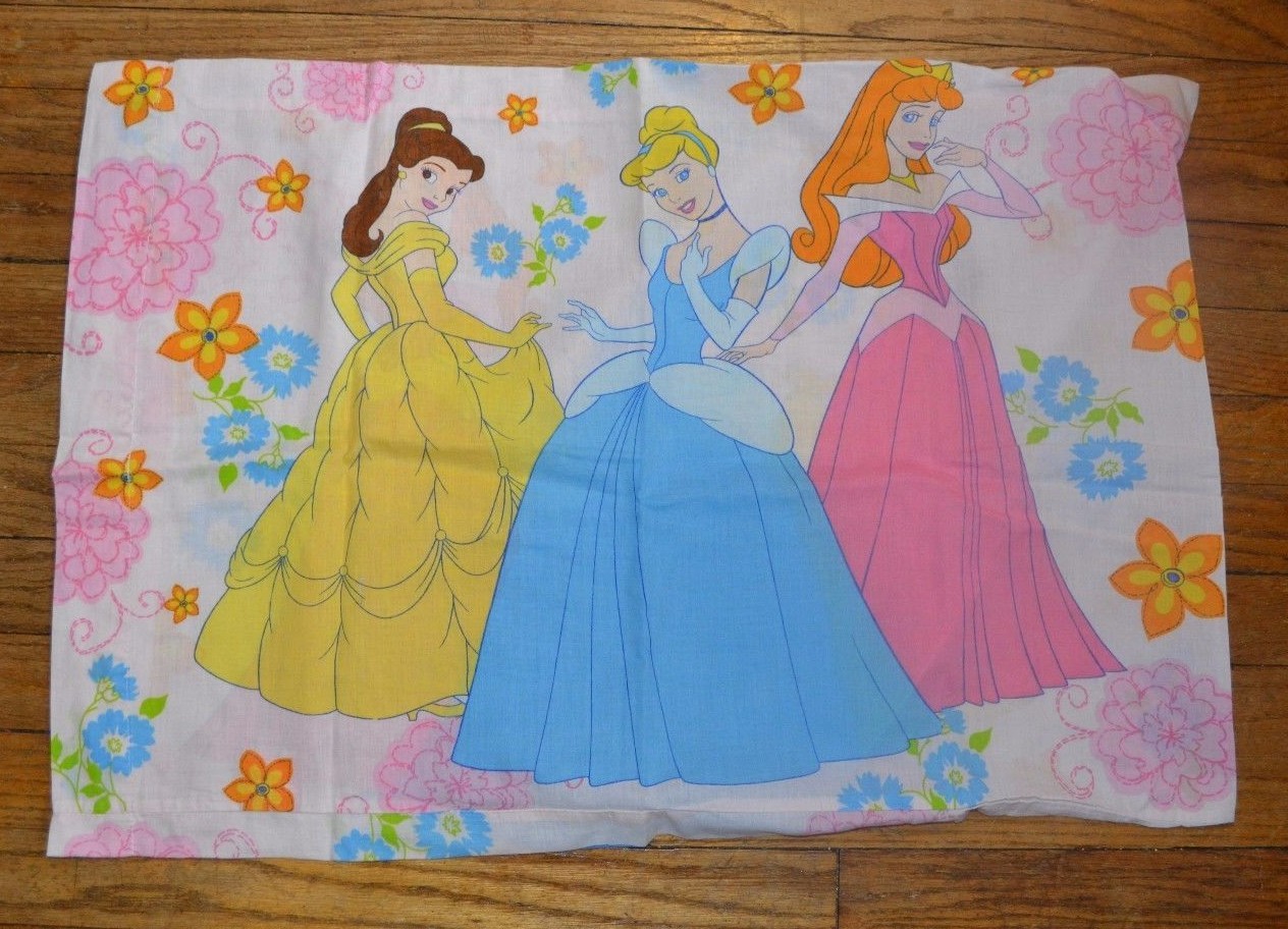 Disney Princess Pillow Case Cinderella Belle Aurora Three Princesses