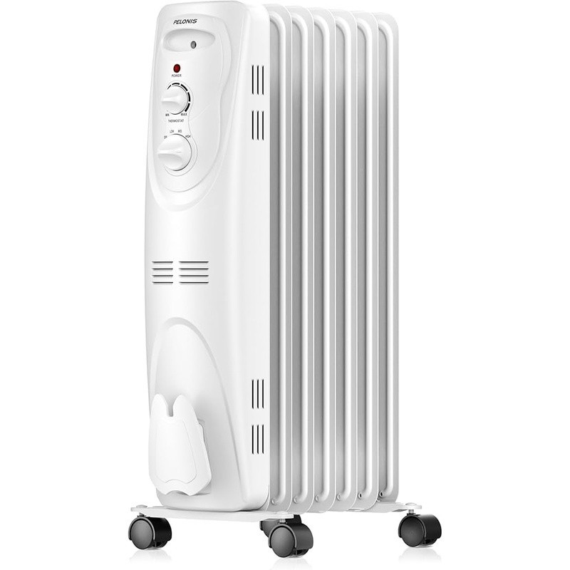 Portable Oil Heater W/ Tip-Over Protection Quiet Indoor Tower Heating 1500W