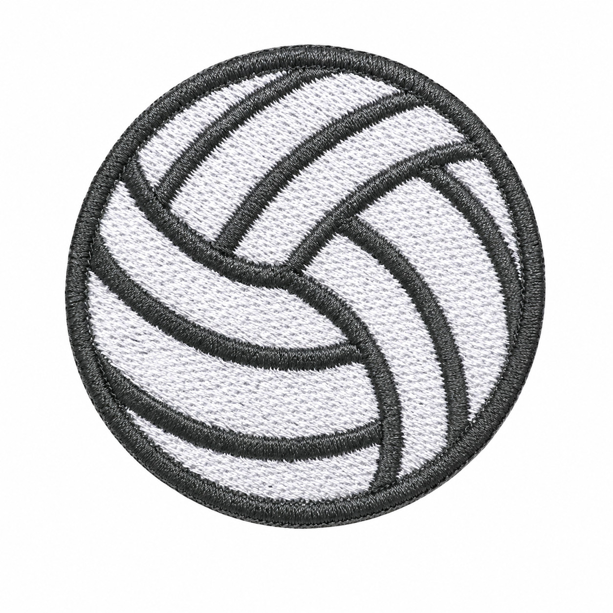 Volleyball Patch Iron On 2 Inch Silver White Team Bag Coach Gift