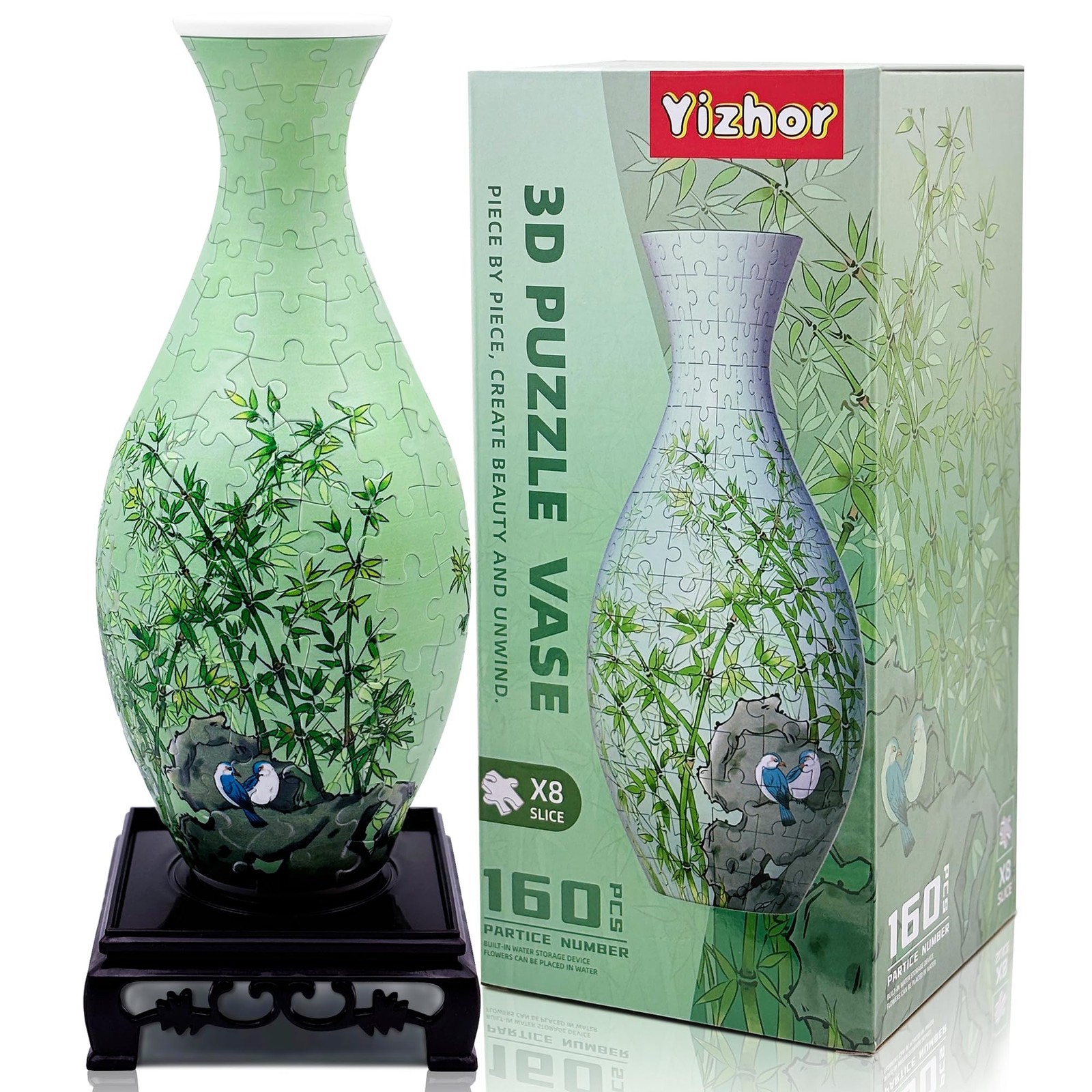 3D Puzzle Vase for Adults, 160-Piece Unique Curved Plastic Flower Vase,House War