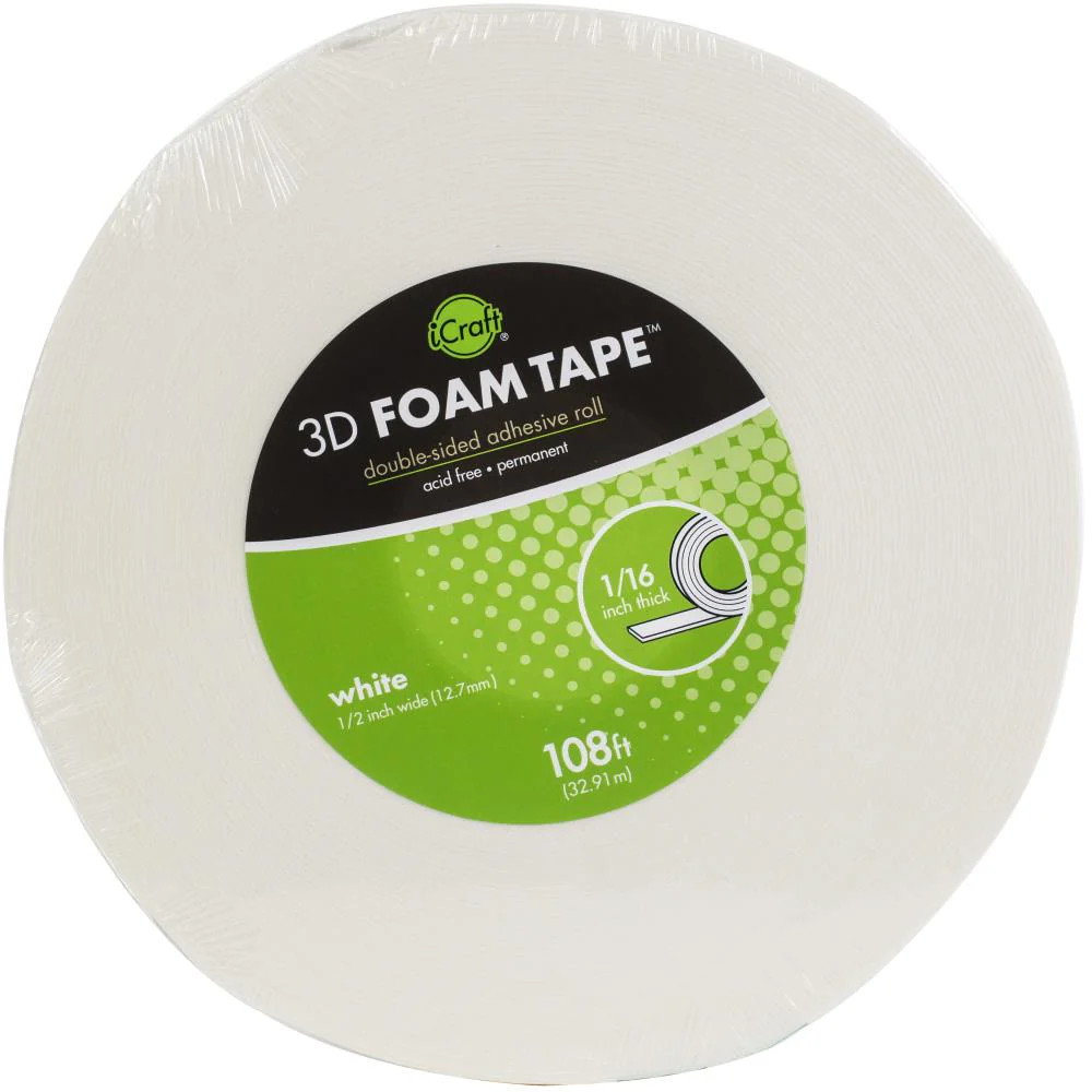 iCraft - 3D Foam Tape Jumbo Roll - White, 5607