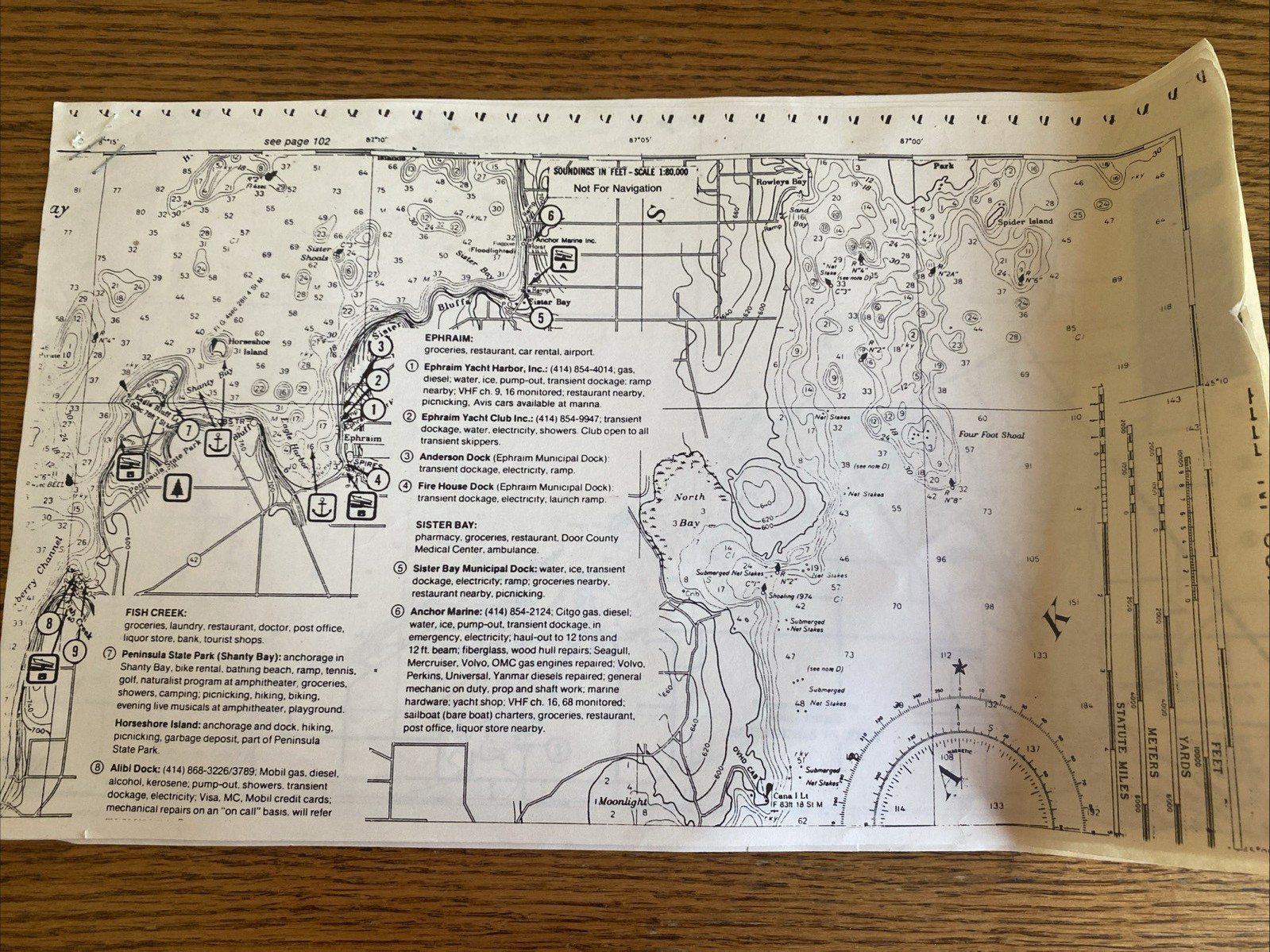 Vintage STURGEON BAY; BAY OF GREEN BAY Copied Fishing Maps w/Notes; Ephemera