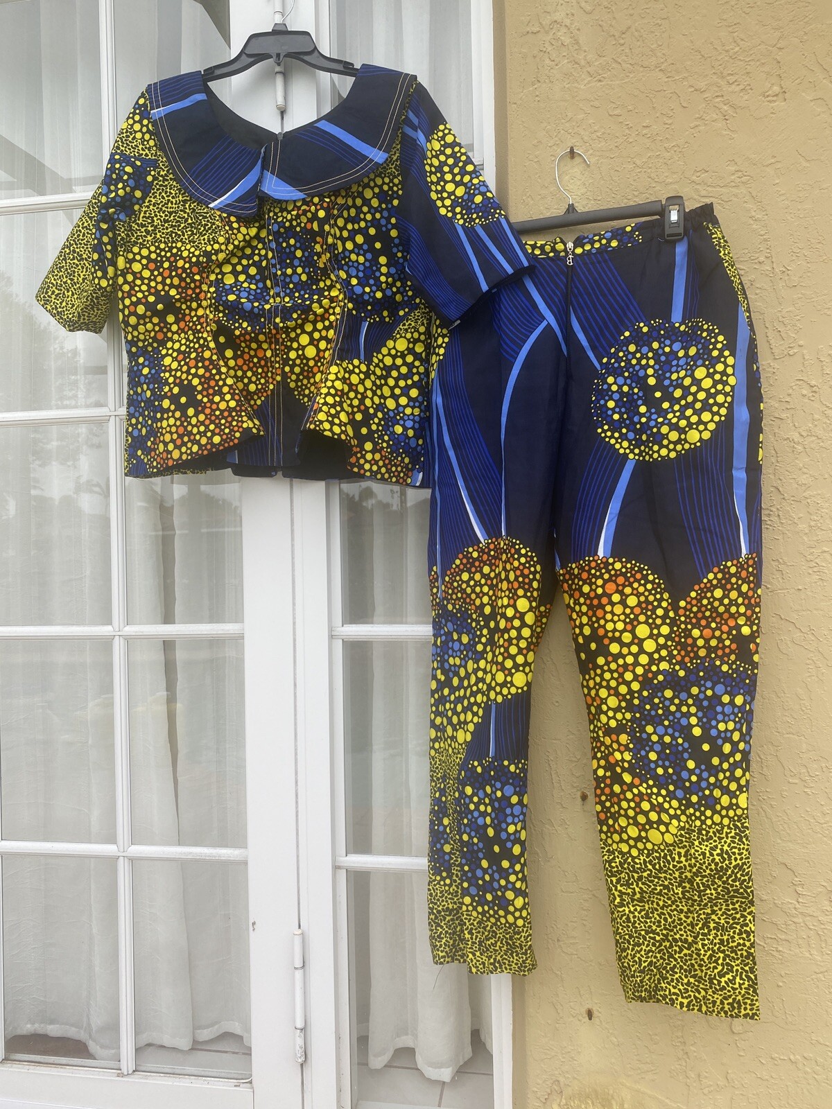 NIGERIAN AFRICAN WAX ANKARA BLOUSE/ TOP & PANT( CULTURAL& ETHNIC CLOTHING)-L/XL