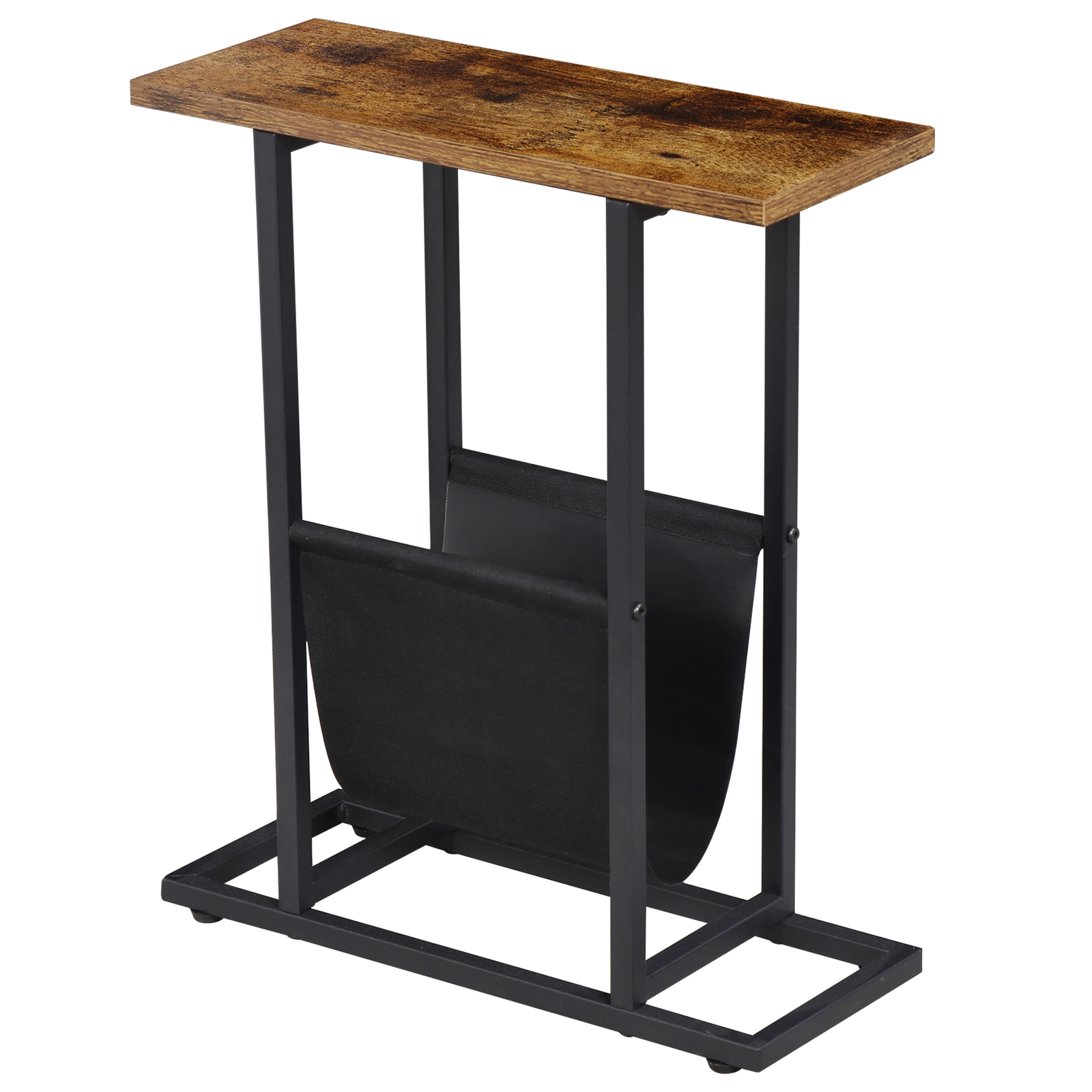2PCS Narrow Sofa Side End Table Snack Bedside Table Storage Holder Rustic Brown