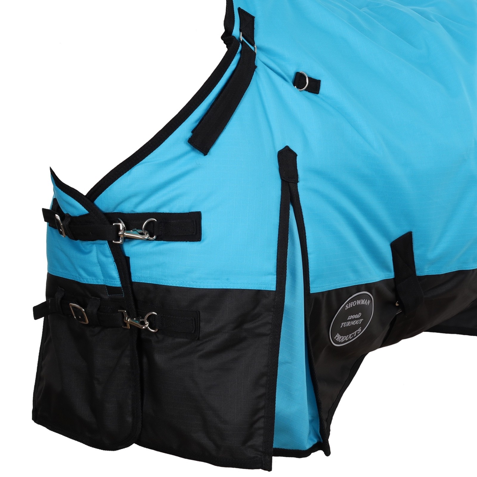 1200d 72" Showman heavyweight waterproof turnout blanket w/snaps, tail cover