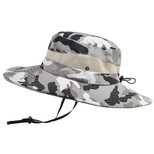 Wide Brim Military Camouflage Hat Summer Fishing Hunting 7 1/2 Camouflage Beige