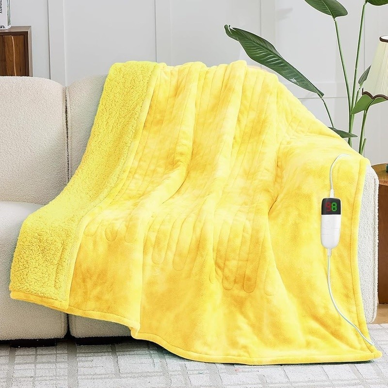 Cozy Electric Heating Blanket Faux Fur 10 Temp Settings Multi Use Auto Off