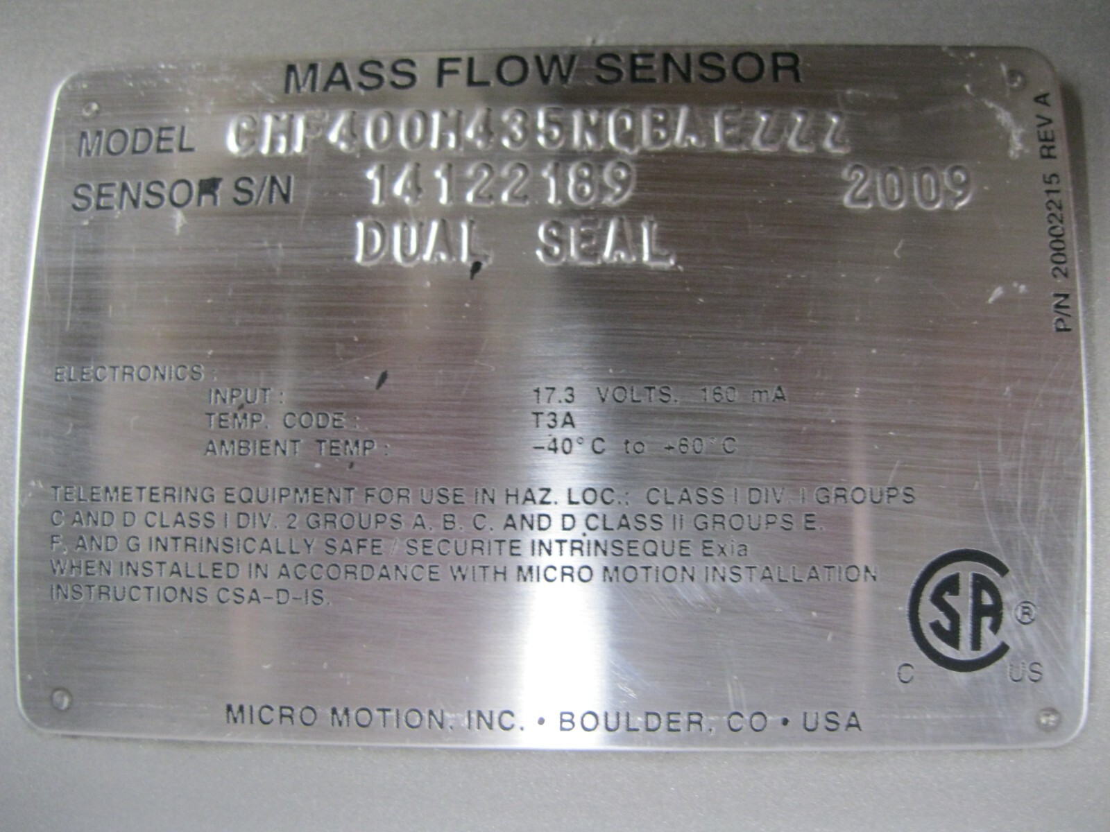4" 150# Micro Motion CMF400 M435NQBAEZZZ Sensor 700 Core Processor CALIBR. Z72