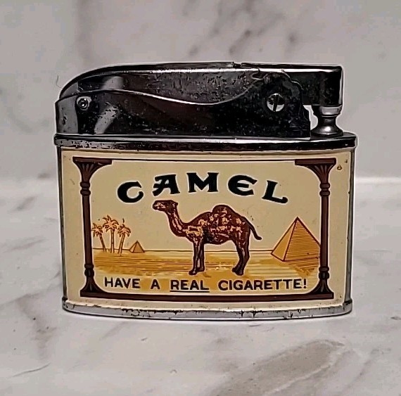 Penguin Camel Flat Lighter Made In Japan "Have A Real Cigarette" UNTESTED