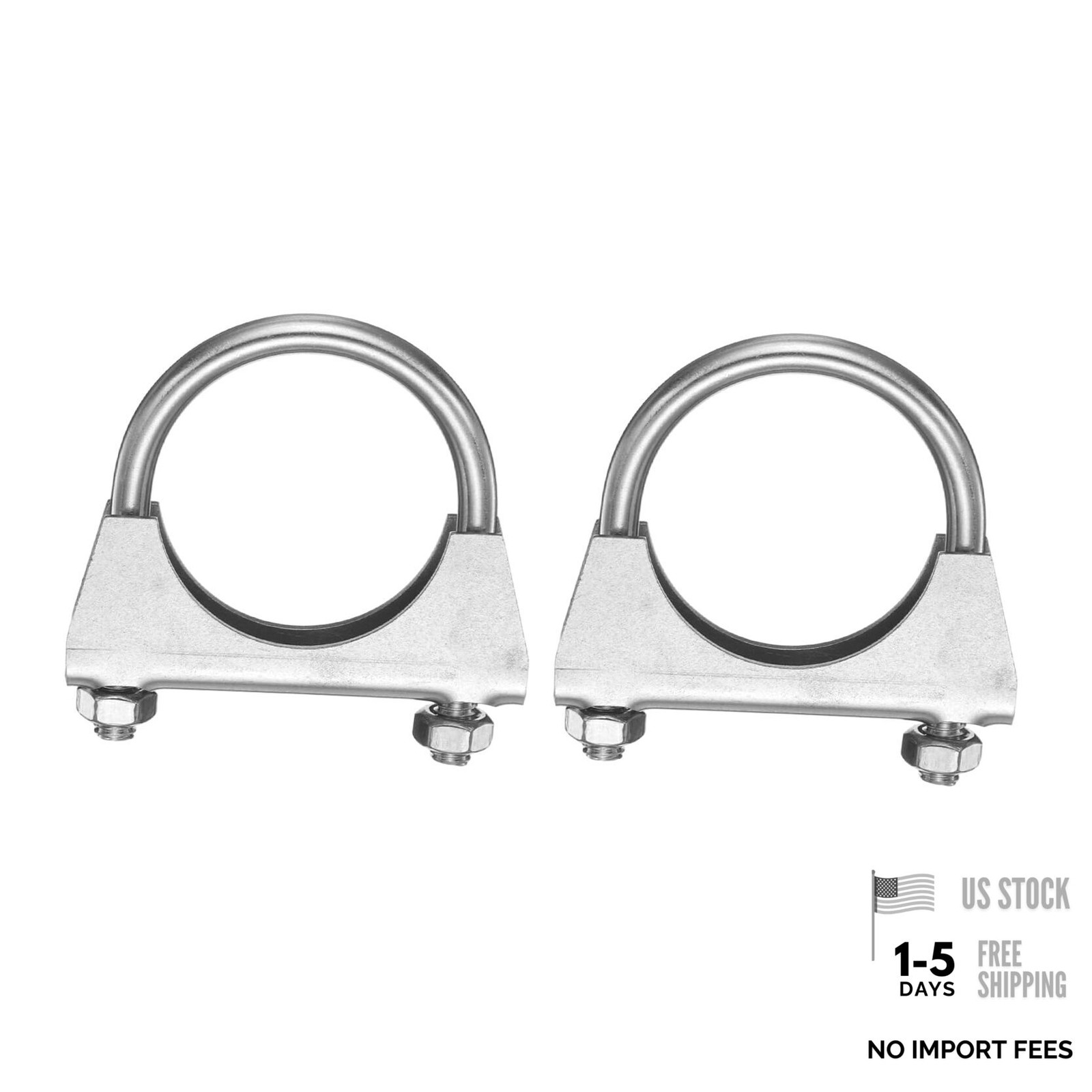 2pcs U Bolt Muffler Exhaust Clamp/2.01" 304 Stainless Steel U-Bolt Clamps 51mm