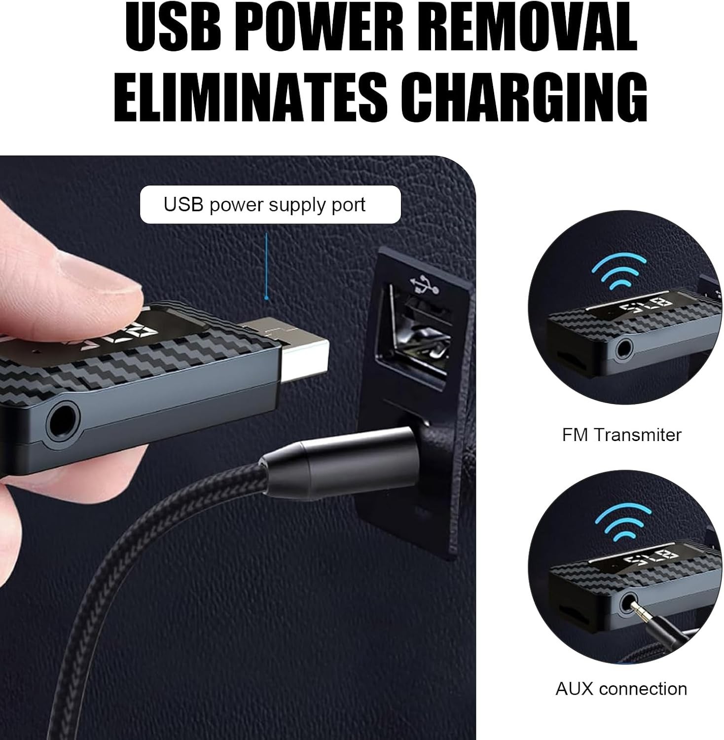 USB Bluetooth Adapter for Car with 3.5mm Audio Adapter, Universal for Most Ca...