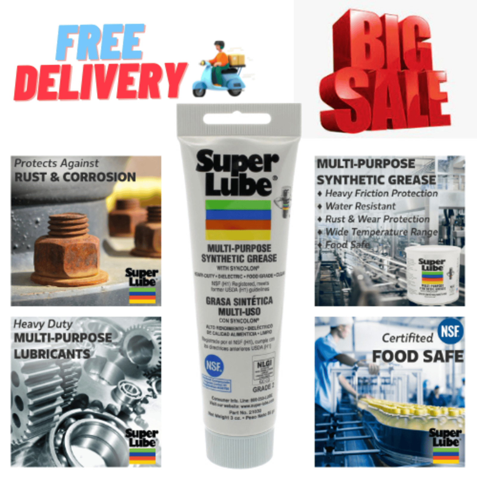 Super Lube-21030 Synthetic Multi-Purpose Grease, 3 Oz.