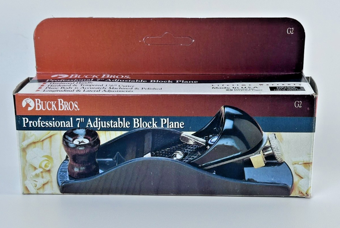 Buck Bros USA  7" Deluxe Block Plane With Angle Adjuster Blue Vintage