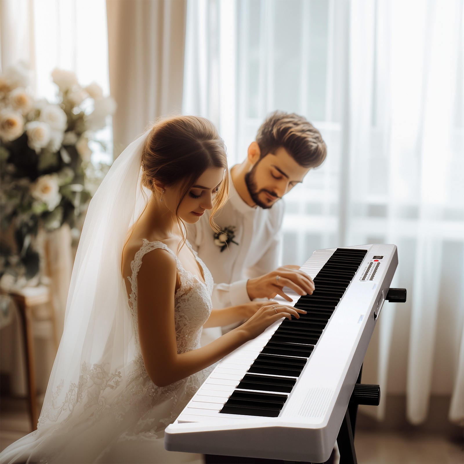 Glarry 88-Key Folding Bluetooth Keyboard Digital Home Piano ,With Stand,Pedal